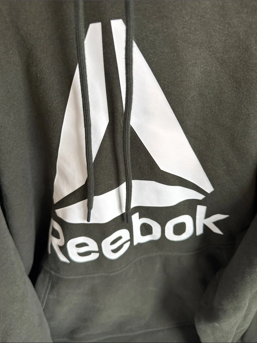Reebok Men’s Olive Green Crewneck Hoodie with White Logo